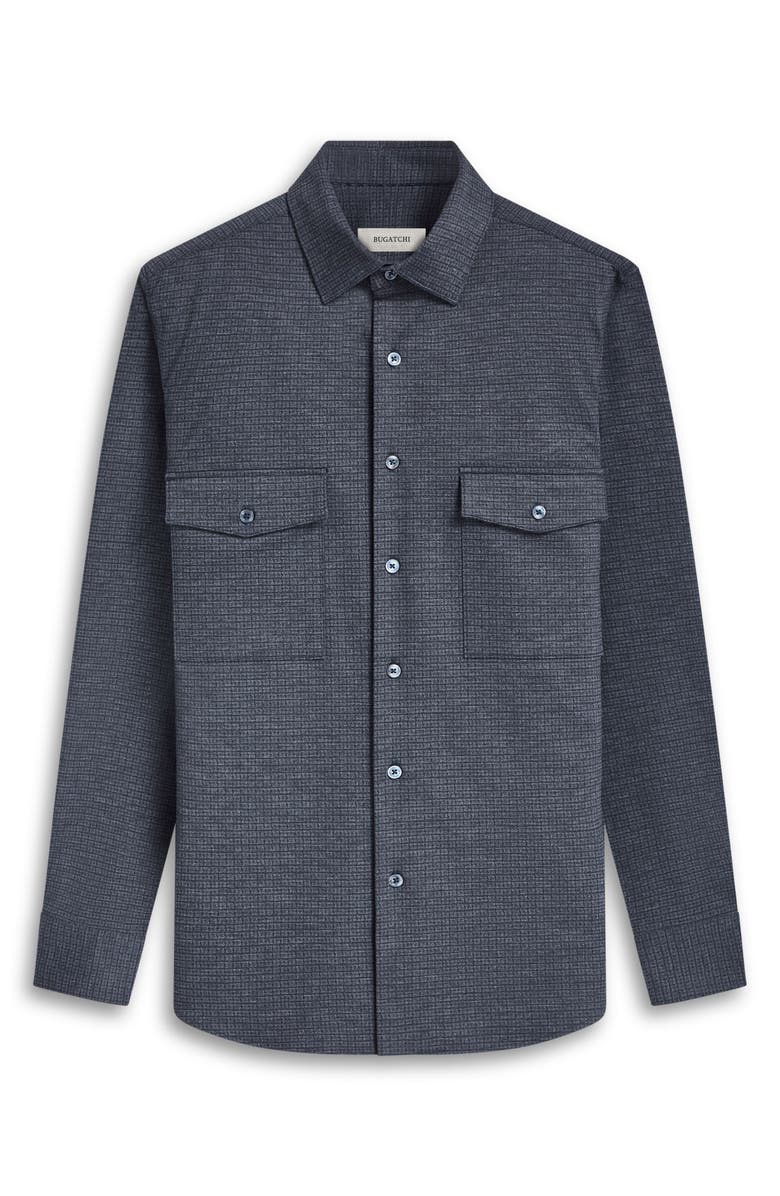 Bugatchi Check Knit Shirt Jacket, Alternate, color, Navy