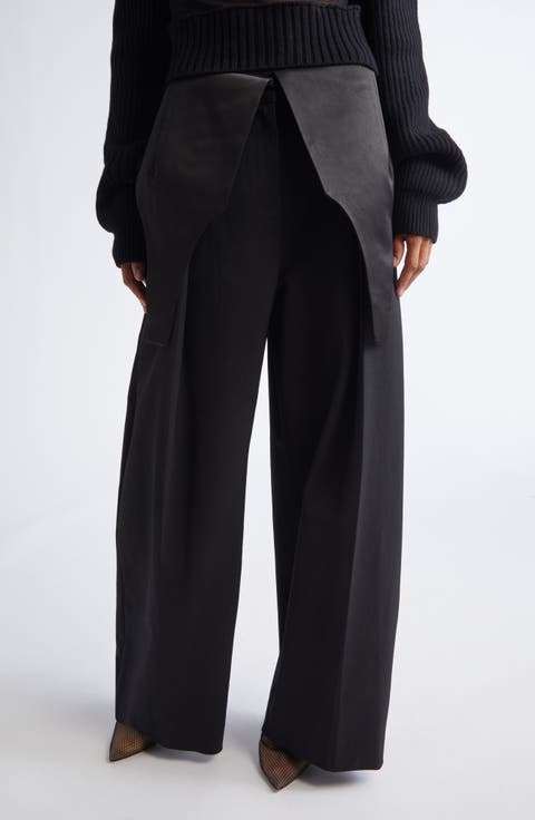 Bodysuit Detail Tailored Wide Leg Pants