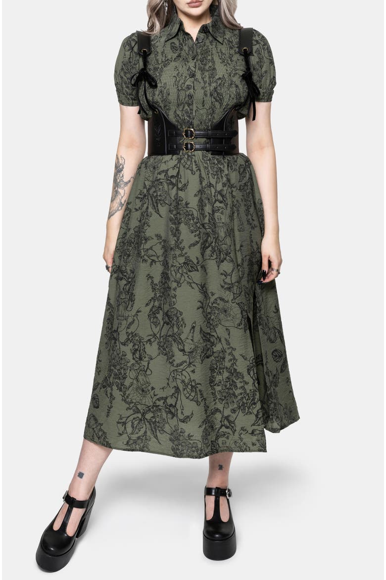 Orla Foxglove Print Shirred Midaxi Dress, Main, color, Green