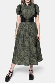 Disturbia Orla Foxglove Print Shirred Midaxi Dress