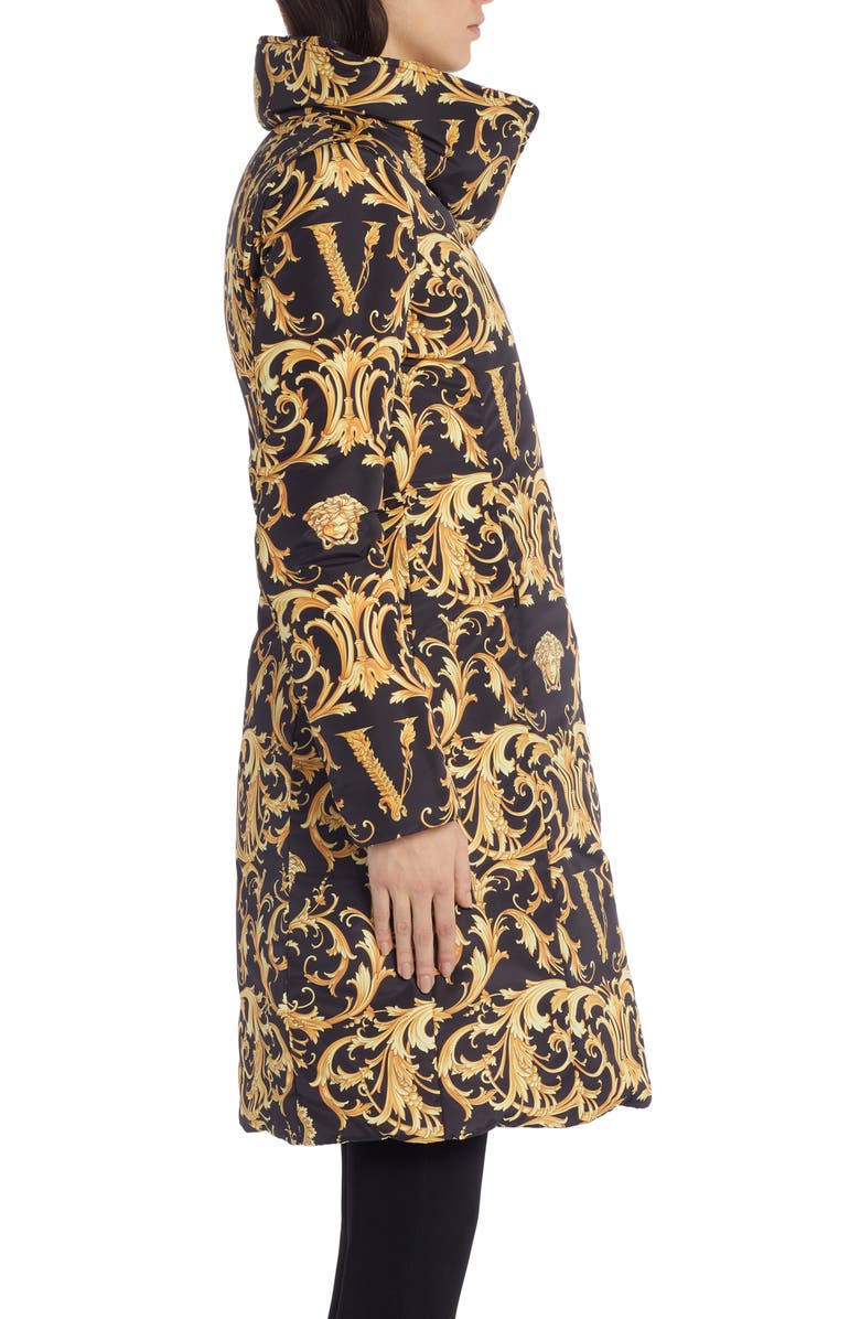 Versace V-Barocco Print Down Puffer Coat, Alternate, color, 