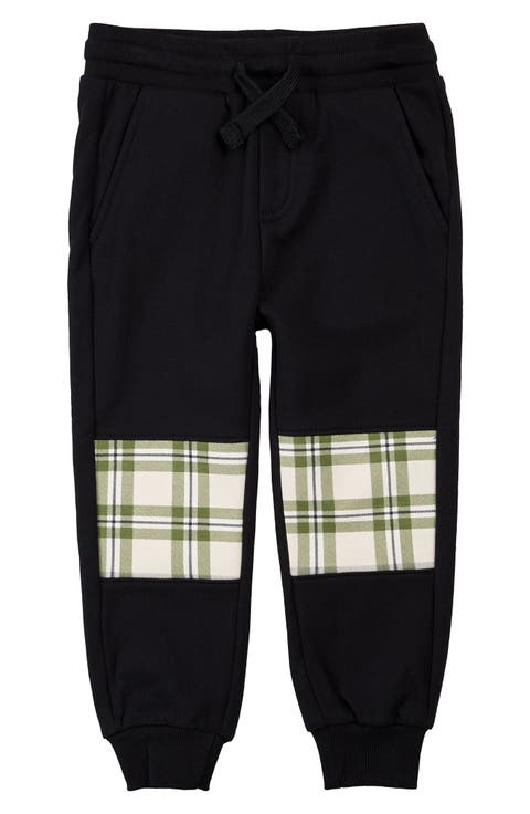 Kids' Plaid Patch Stretch Cotton Joggers (Toddler & Little Kid)