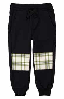 MILES THE LABEL Kids' Plaid Patch Stretch Cotton Joggers