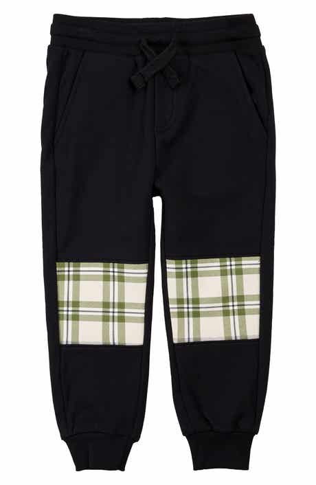 MILES THE LABEL Kids' Plaid Patch Stretch Cotton Joggers
