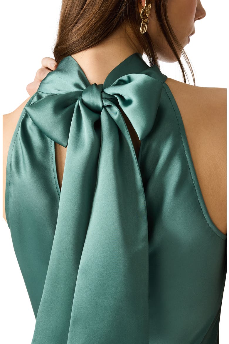 Alanah Halter Neck Satin Midi Dress, Alternate, color, DARK SAGE