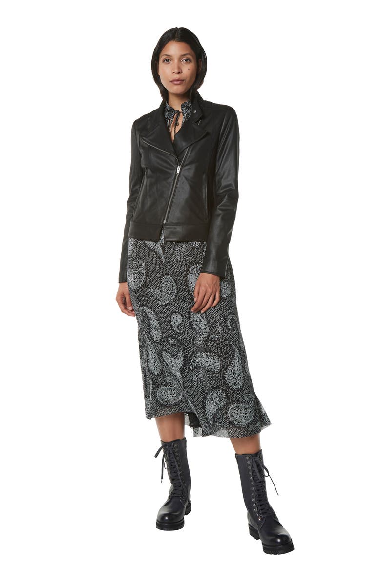 Asymmetric Leather Moto Jacket, Alternate, color, BLACK