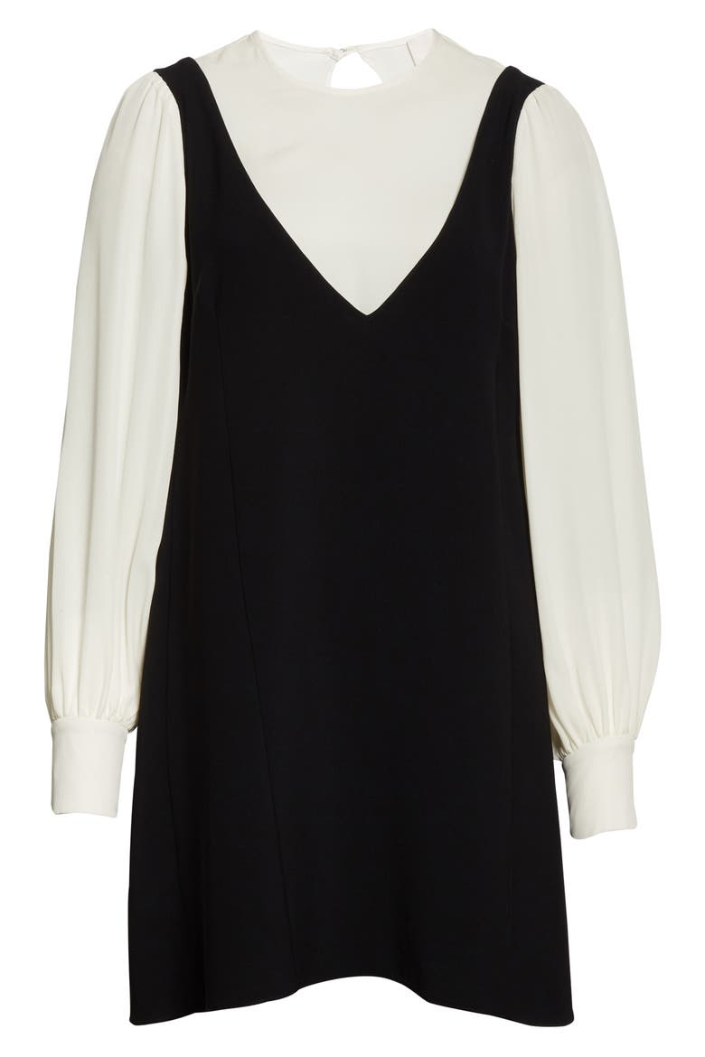 Mercer Layered Long Sleeve Dress, Alternate, color, BLACK/ IVORY