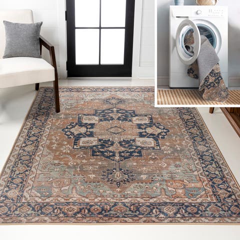 Maris Ornate Medallion Machine-Washable Area Rug