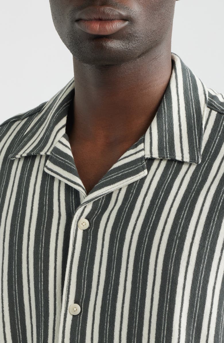 Madewell Seaport Terry Camp Shirt, Alternate, color, Stripe Stormy Spruce