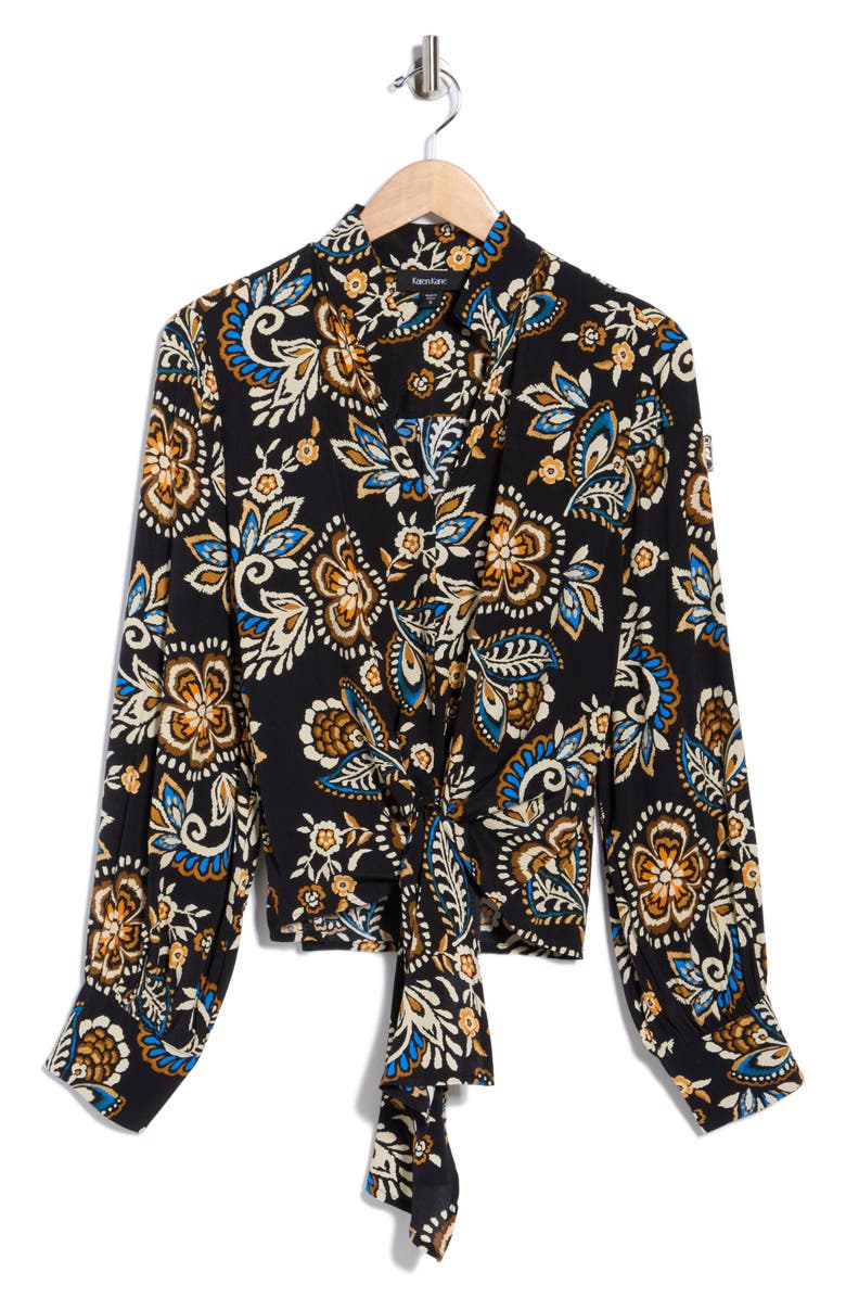 Karen Kane Long Sleeve Tie Front Top, Alternate, color, 