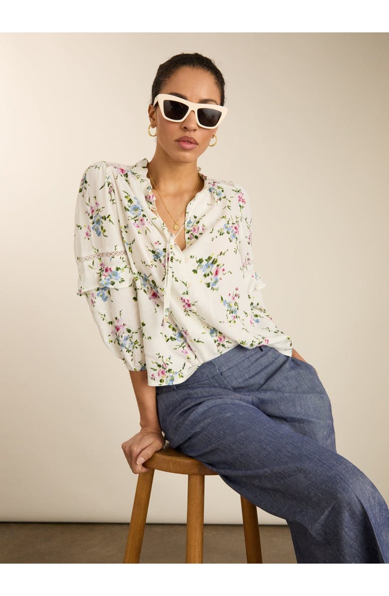 Baukjen Clemenza Romantic Tie-Neck Blouse, Alternate, color, White Bouquet
