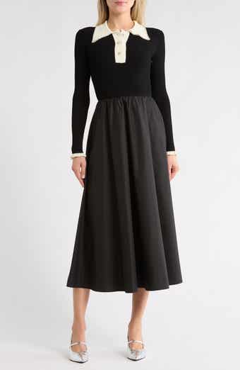 MOON RIVER Long Sleeve Midi Dress