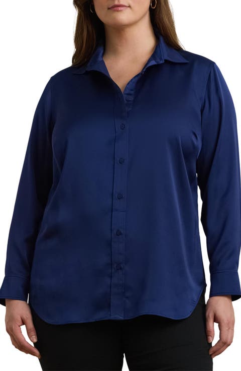 Charmeuse Button-Up Shirt (Plus)