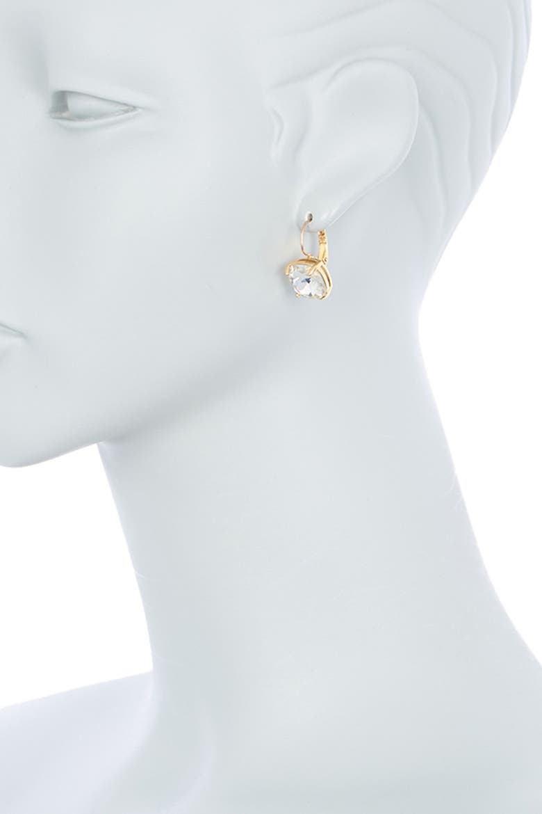 gold-tone square cut crystal huggie hoops, Alternate, color, CLEAR