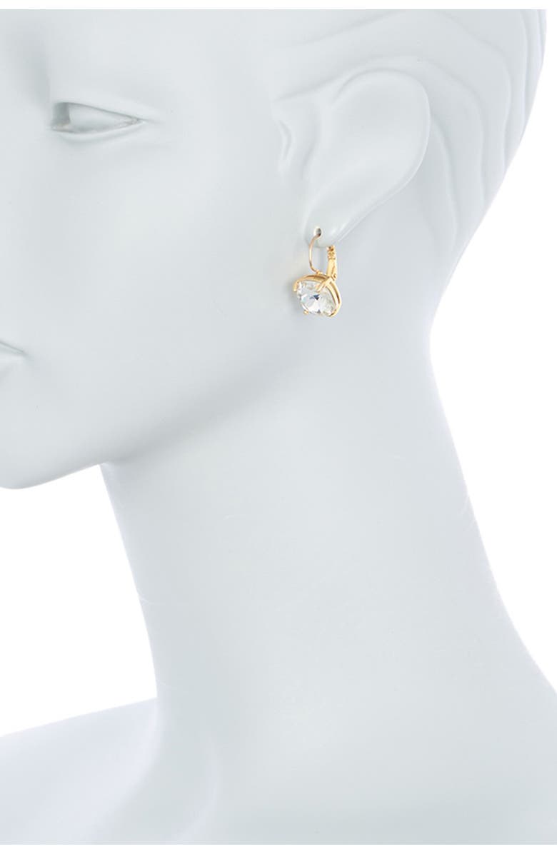 Kate Spade New York gold-tone square cut crystal huggie hoops, Alternate, color, Clear