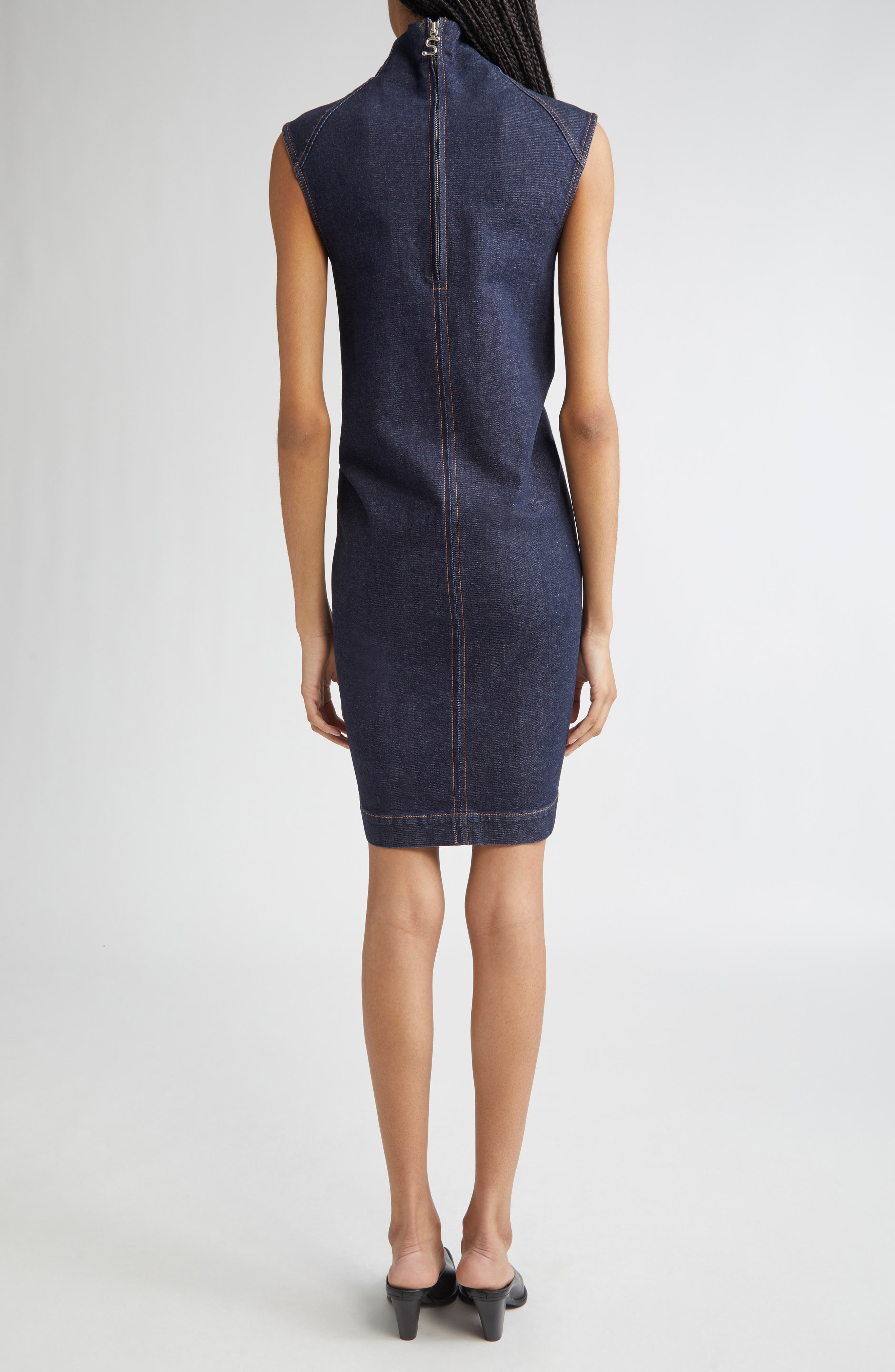 Cerea Full Zip Ruched Denim Dress - image 2