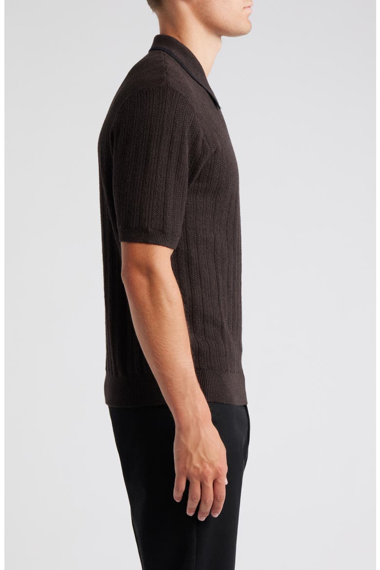 Bury Half Zip Cotton & Cashmere Polo Sweater, Alternate, color, DARK BROWN