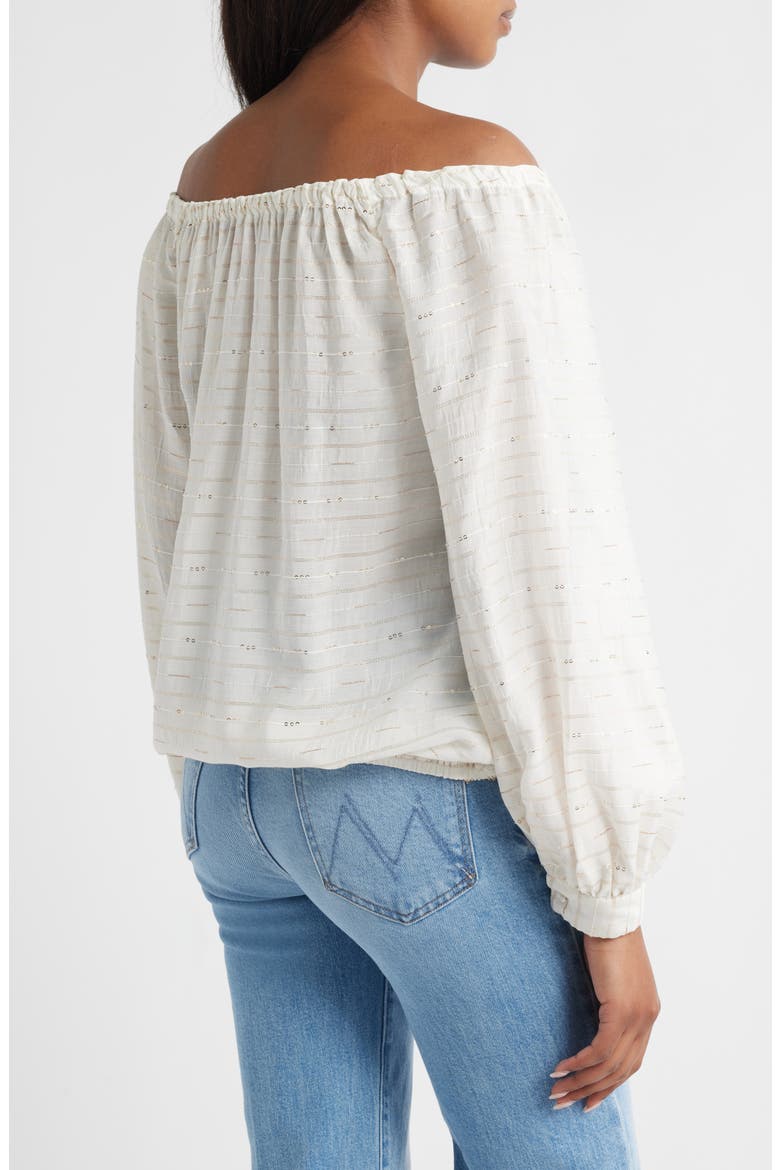 Metallic Off the Shoulder Top, Alternate, color, NEW IVORY