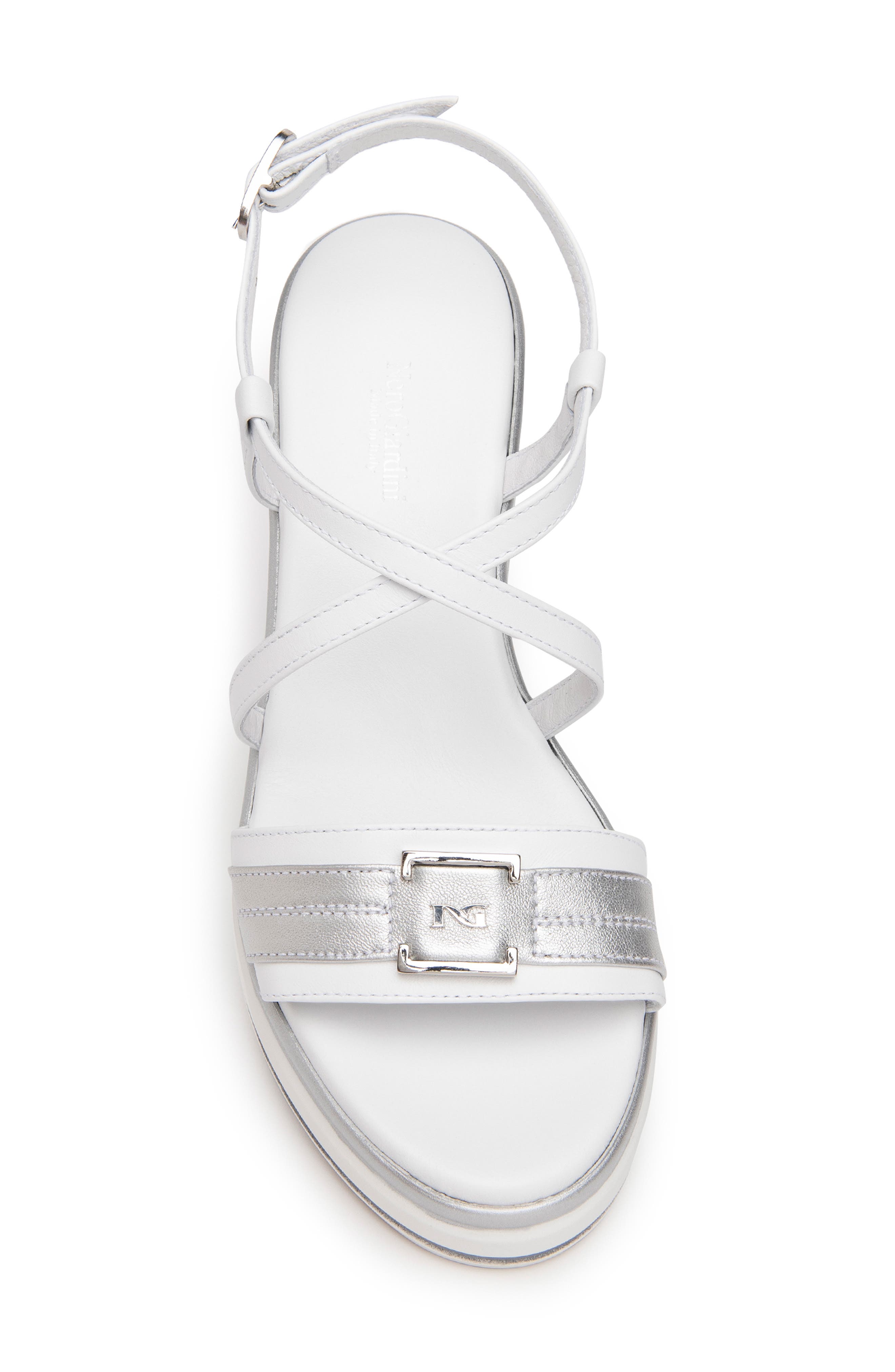 NeroGiardini Logo Plate Platform Wedge Sandal, Alternate, color, 
