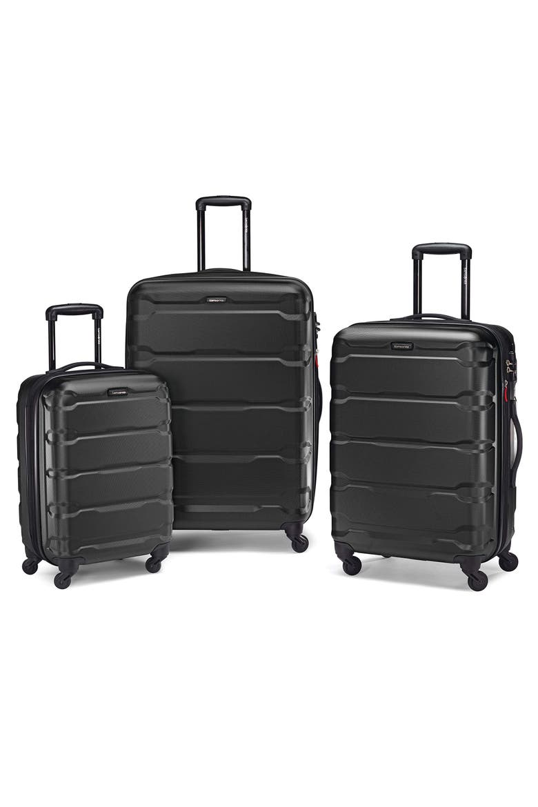 Omni PC Hardside Expandable (20"/24"/28") 3 Piece Spinner Luggage Set, Main, color, Black