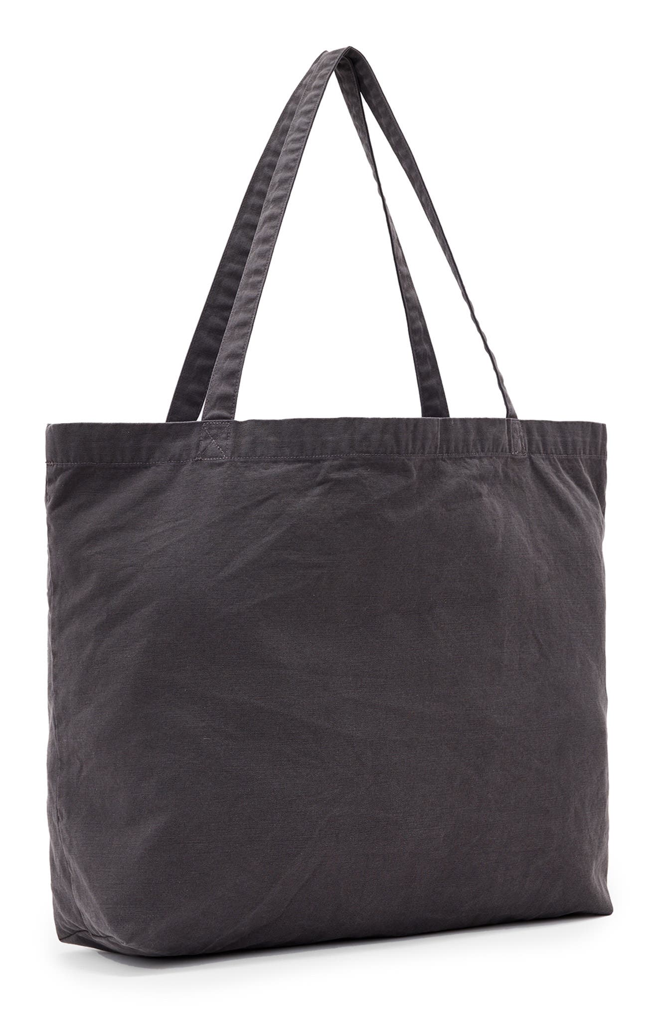 AllSaints Tripp Heart Logo Cotton Canvas Tote, Alternate, color, Washed Black