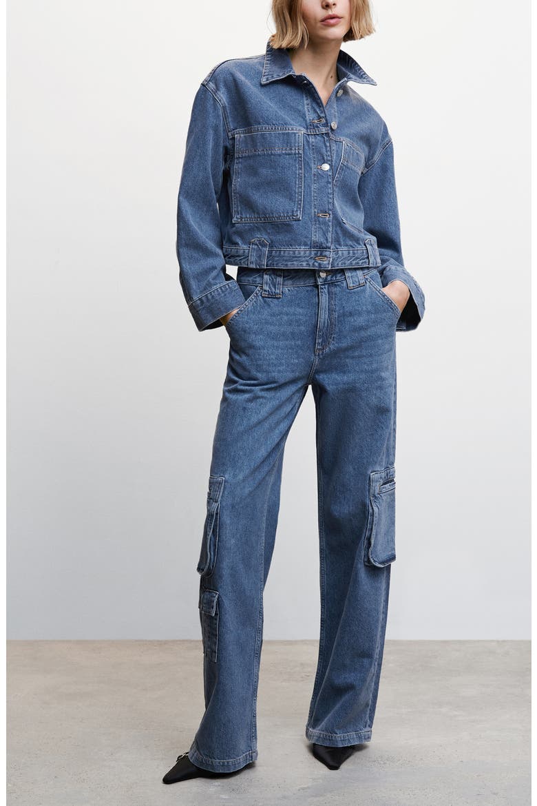 Straight Leg Cargo Jeans, Alternate, color, MEDIUM BLUE