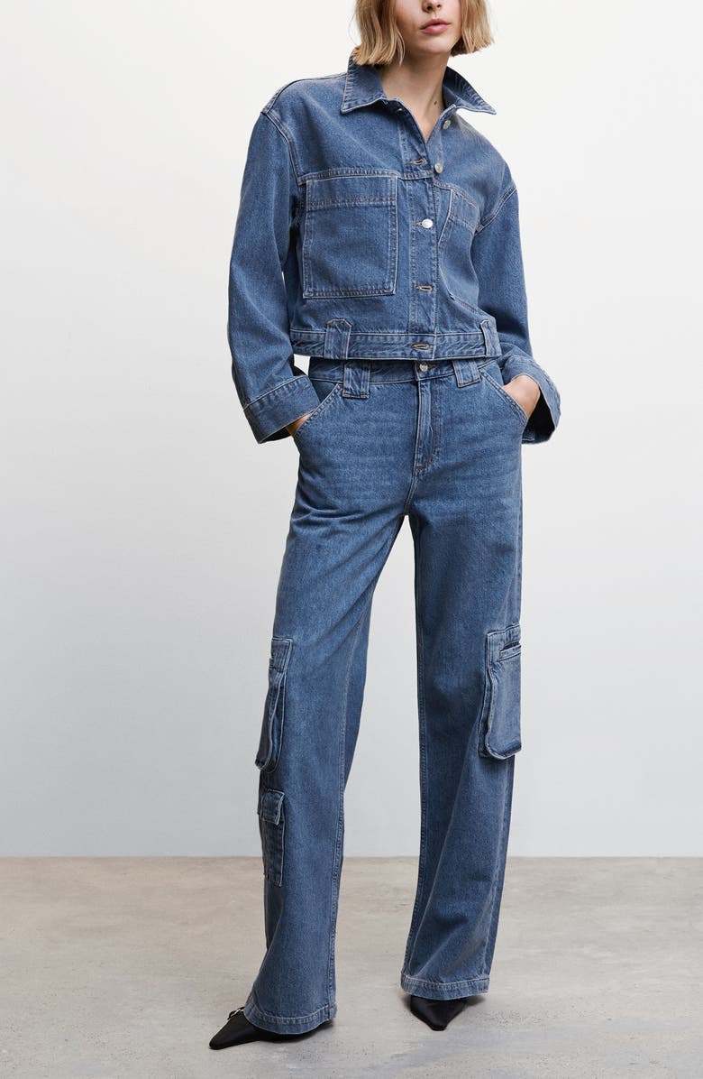 MANGO Straight Leg Cargo Jeans, Alternate, color,