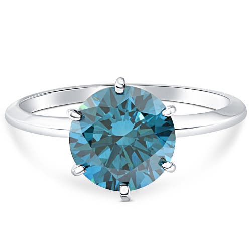 Bliss Diamond 2ct Blue Diamond Solitaire Engagement Ring In 14k White Gold