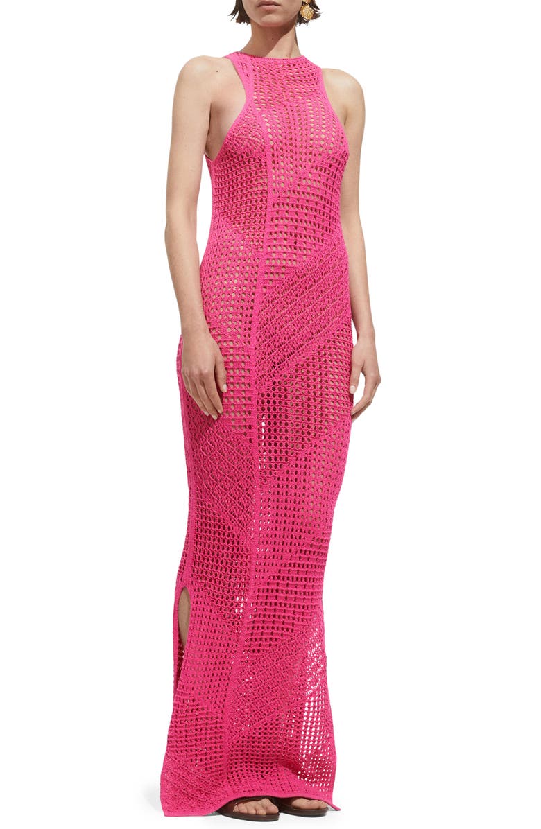 MANGO Open Stitch Maxi Cover-Up Dress, Main, color, 