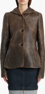Khaite June Hooded Distressed Leather Jacket