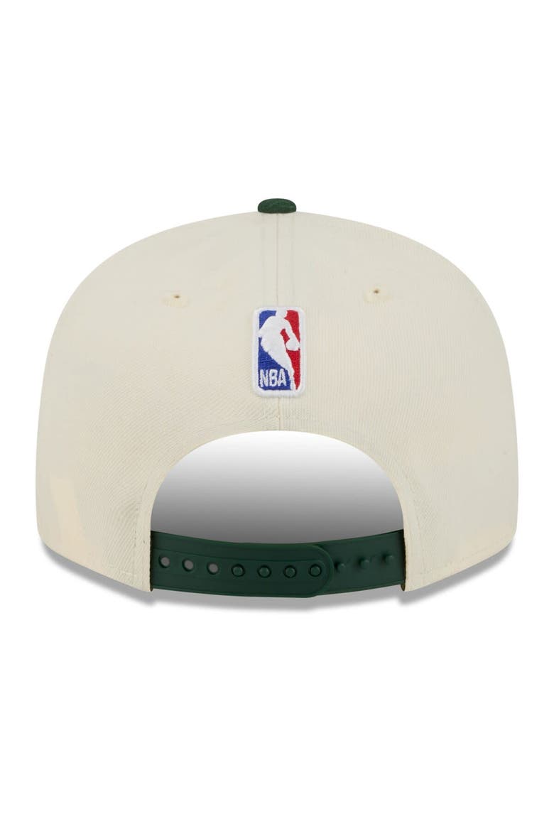 Men's New Era Tan/Hunter Green Milwaukee Bucks 2025/26 City Edition 9FIFTY Snapback Hat, Alternate, color, Tan