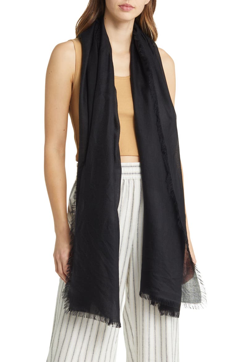 Cashmere & Silk Wrap, Alternate, color, BLACK