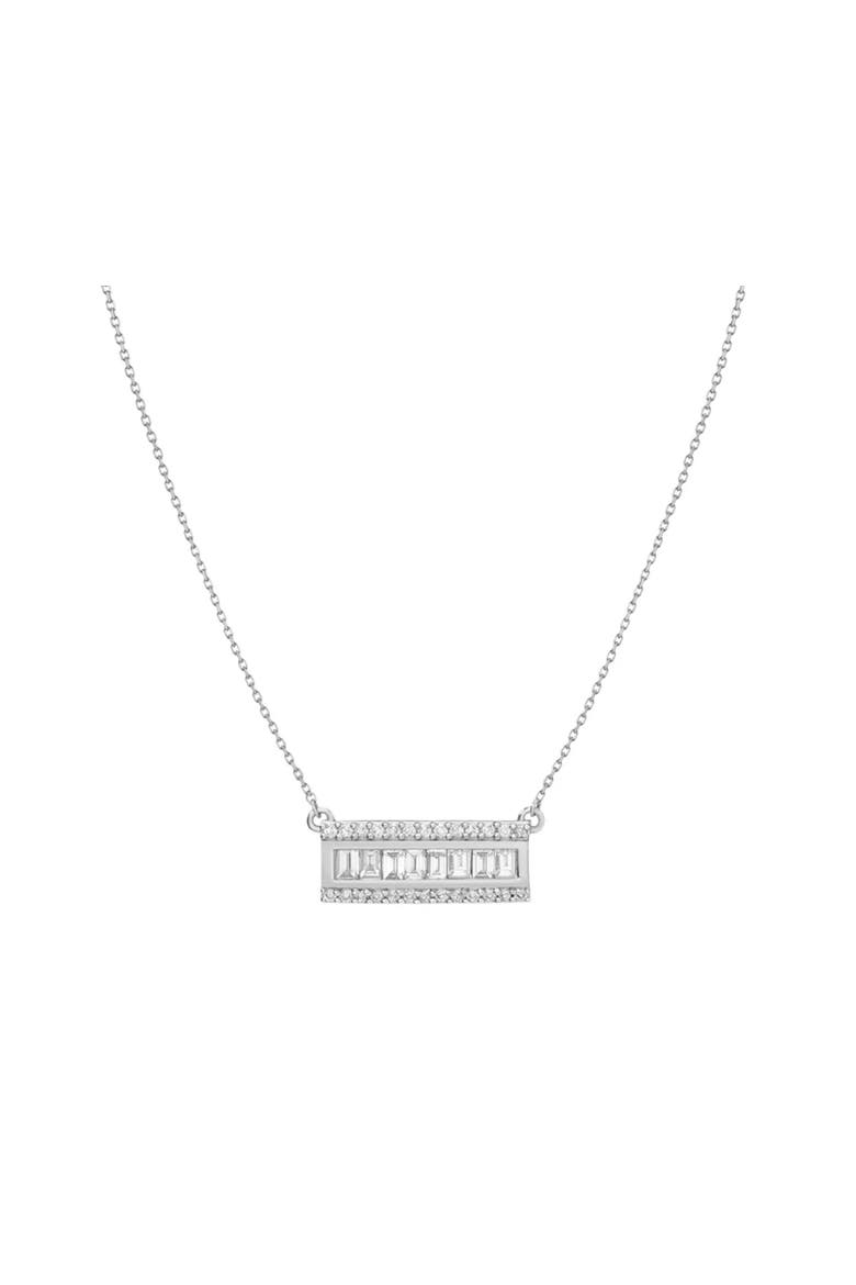 Baguette Bar Necklace, Main, color, Silver