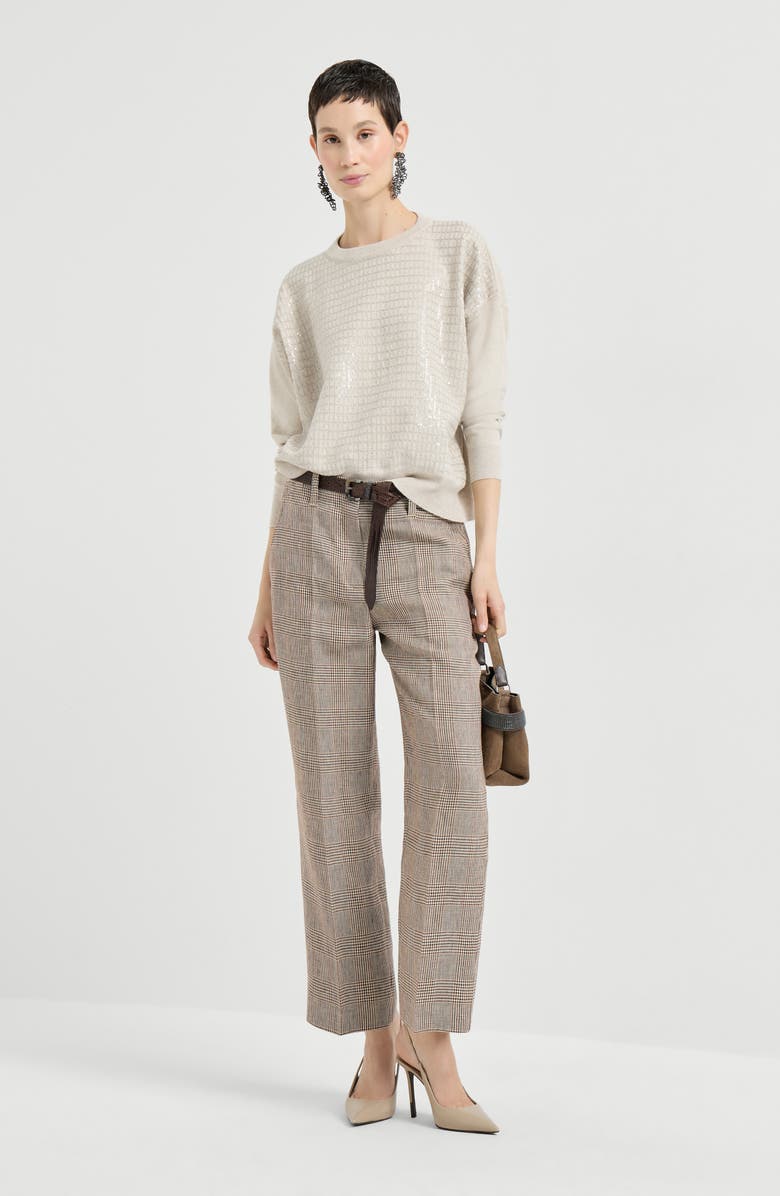 Brunello Cucinelli Dazzling Embroidery sweater, Alternate, color, Beige