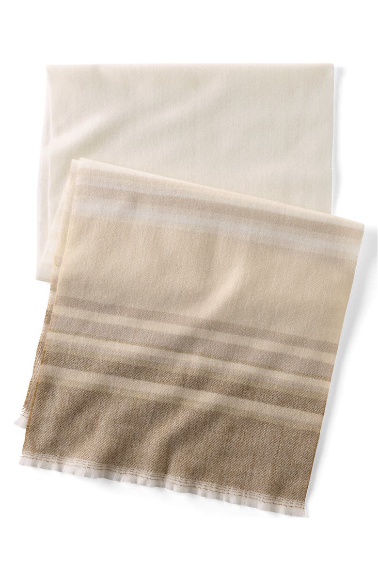 Lands' End CashTouch Winter Scarf Pattern, Main, color, Ivory Sand Ombre Stripe