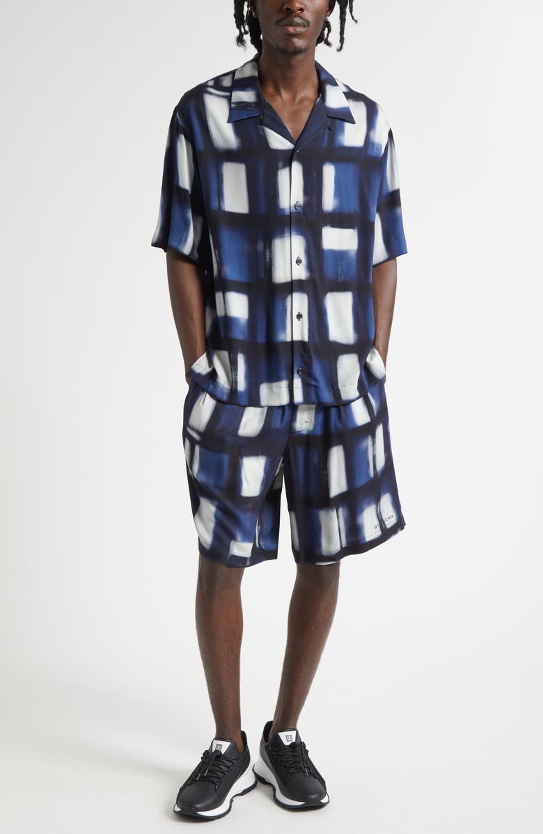 Givenchy Afternoon Light Print Elastic Waist Bermuda Shorts, Alternate, color, Dark Blue