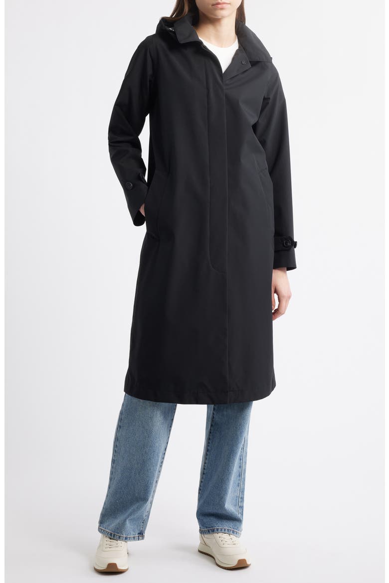 Asia Water Repellent Hooded Raincoat, Main, color, BLACK
