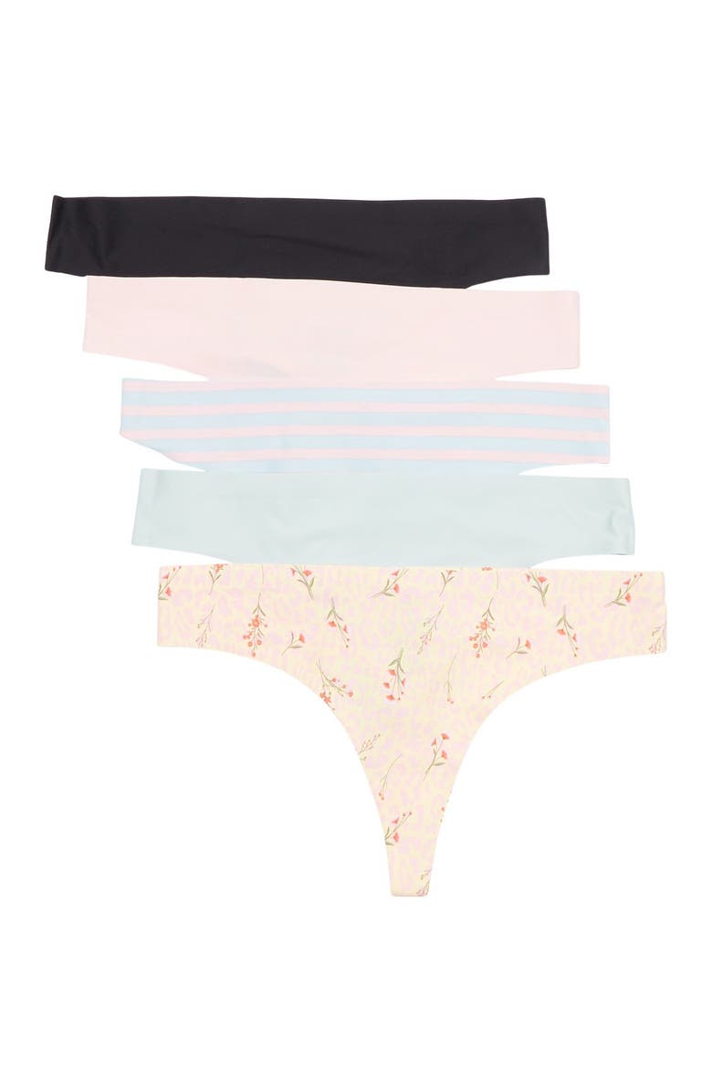 Honeydew Sandra Assorted Thong - Pack of 5, Main, color, Zest Floral/Sandcastle/Black