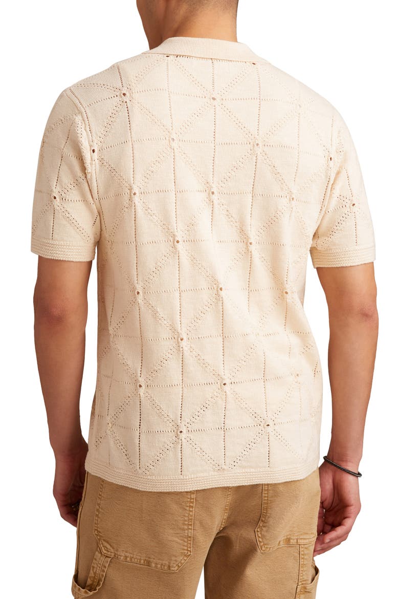 Pointelle Short Sleeve Button-Up Sweater, Alternate, color, WHITECAP GRAY
