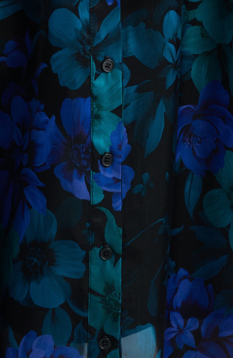 Julia Jordan Floral Print Long Sleeve Shirtdress, Alternate, color, Blue Multi