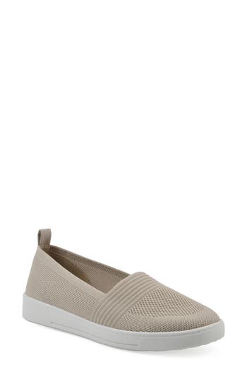 White Mountain Footwear Upright Woven Slip-on Sneaker In Taupe Fabric