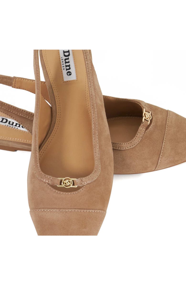 Dune London Hanna Slingback Cap Toe Flat, Alternate, color, Caramel