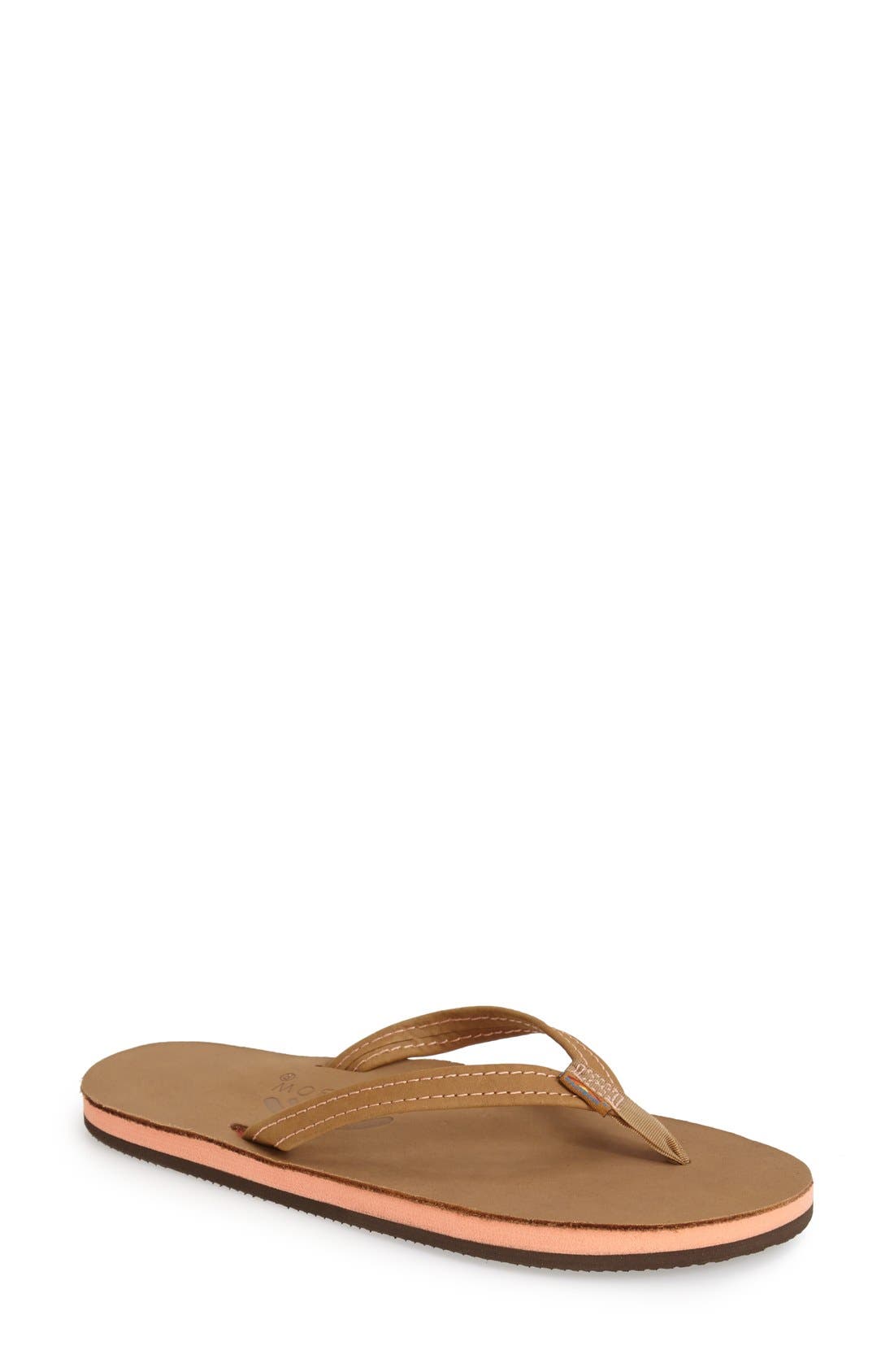Rainbow Double Layer Thong Sandal, Main, color, MELON
