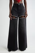 Area Crystal Embellished Cutout Wide Leg Jeans