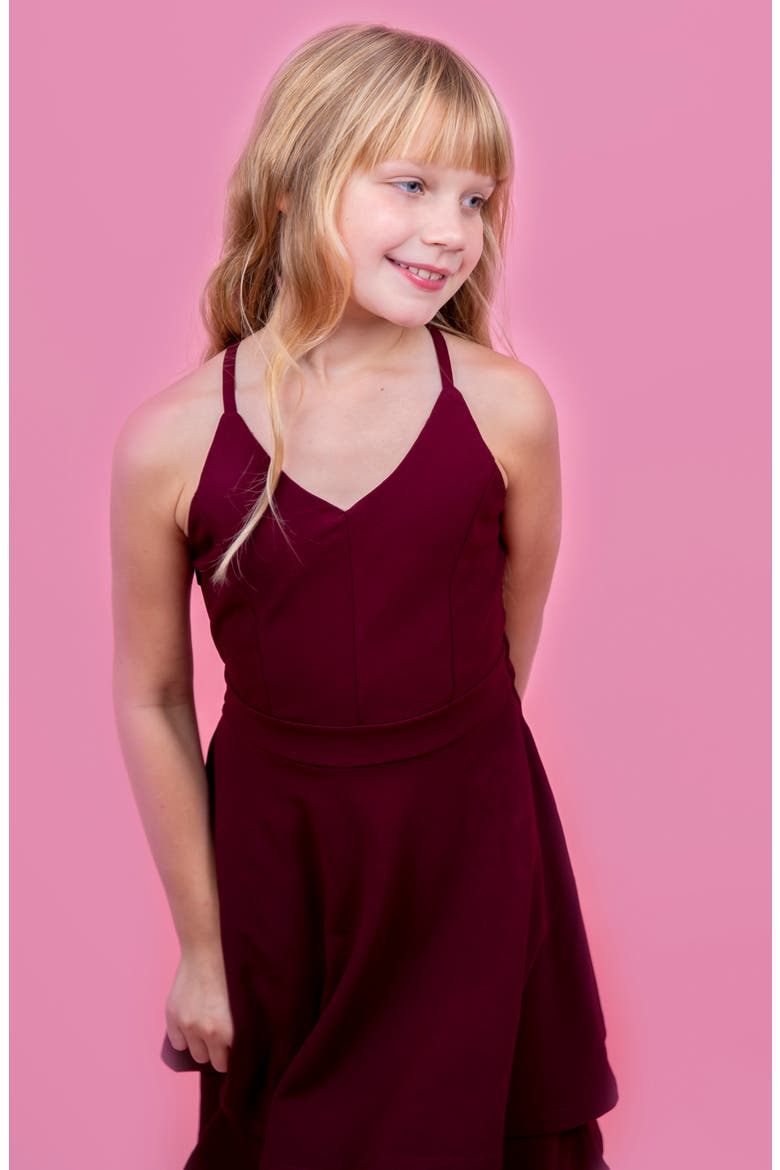 Illusion Back Skater Dress, Alternate, color, WINE