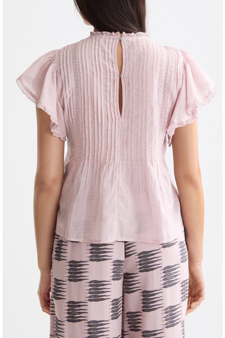 Pintuck Lace Flutter Sleeve Top, Alternate, color, BURNISHED LILAC