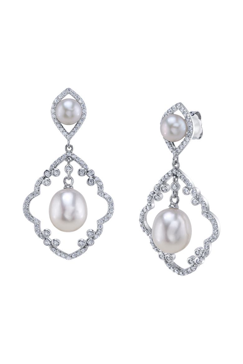 White Freshwater Pearl Elite Earrings, Main, color, Sterling Silver