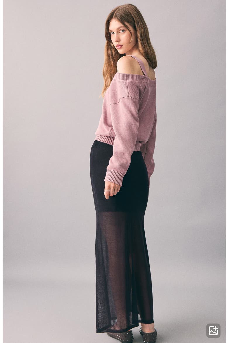Semisheer Knit Maxi Skirt, Alternate, color, BLACK