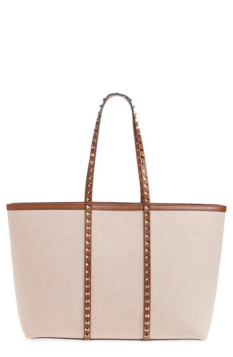 Medium Rockstud Canvas Tote