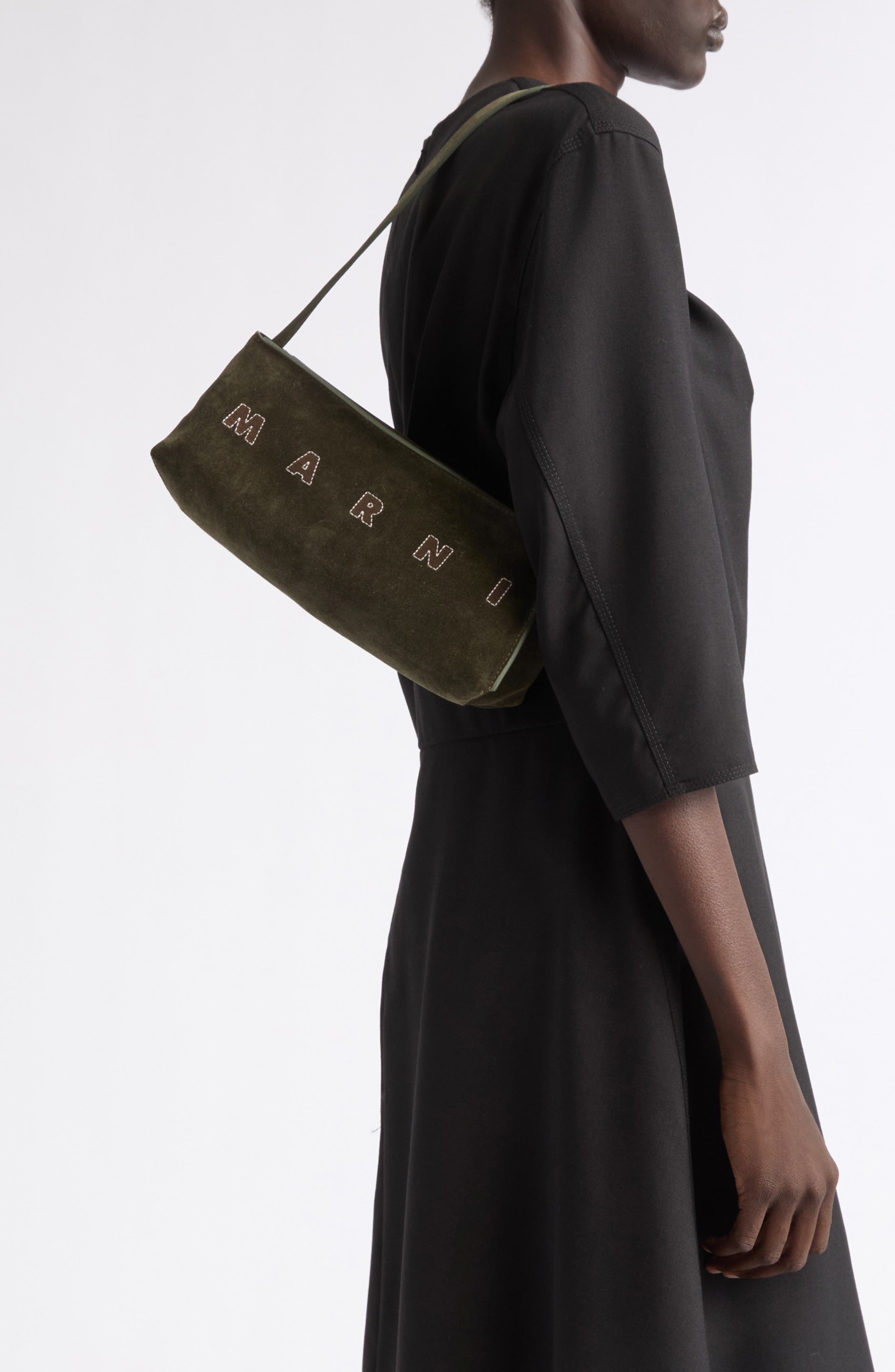 Museo Pochette Suede Hobo Bag, Alternate, color, OLIVE